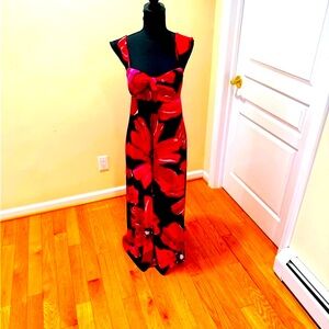 Maggy London Floral Maxi Dress in Black and Red, really cute for summer